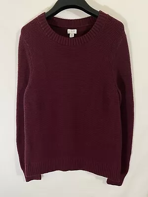 J.Crew Sweater Mens Medium Red Chunky Waffle Knit Fisherman Heavy Pullover USA • $21.99