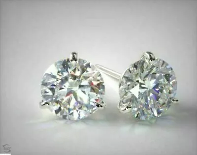 3Ct Lab Created Moissanite Solitaire Martini Stud Earrings 14K White Gold Plated • $83.99