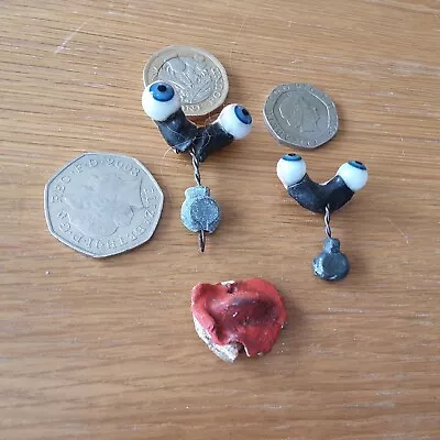 £10.50 • Buy Antique Two Small Small Pairs OF Dolls Blue Glass  Eyes