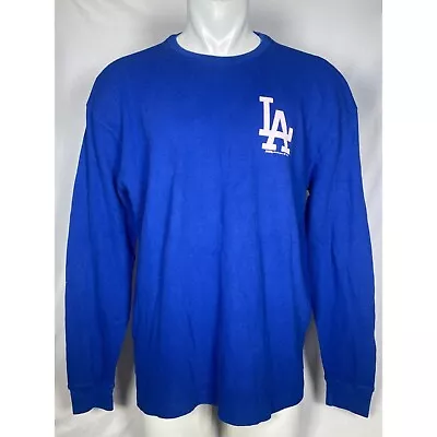Los Angeles Dodgers MLB Stitches Blue Longsleeve Waffle Logo Shirt Men's LARGE • $19.49
