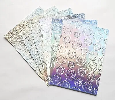 6 X A4 'Sunflower' Holographic Embossed Card 280gsm - 2 Styles - 25p Each! (378) • £1.50