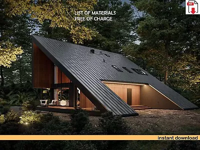 Large Modern A-Frame Cabin Architectural Plans 2500SF - PDF Download • $80