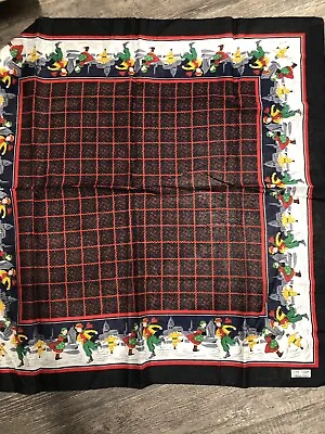 Vintage ANNE MARIE Classic French!  Christmas Scarf Handkerchief Cotton. • $17.50