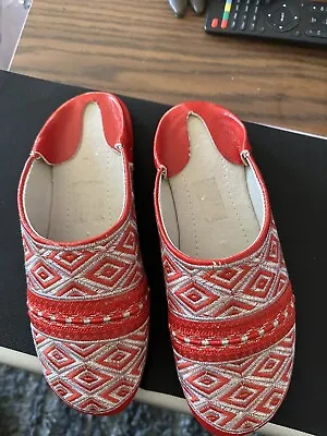 Babouche Slippers Moroccan No Size Tag Fits Size 8M Leather Handmade • $40