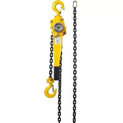 Lever Chain Hoist 1 1/2 Ton 3300LBS Capacity 10 FT Chain Yellow • $87.99