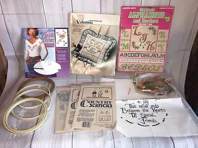 Lot Of Cross Stitch Kits Accessories All Vintage Stencils • $14.99