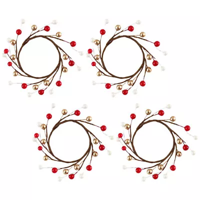 4pcs Red Christmas Candle Wreaths Rings For Table Centerpiece • £9.25