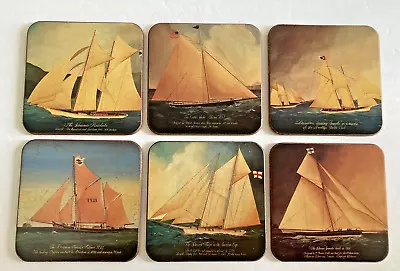 Pimpernel Coasters 1800s Sailing Yachts Ships & Americas Cup SET OF 6 W/ LABELS • $12