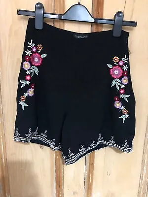 £12 • Buy Topshop Size 6 Black Embroidered Shorts Fantastic Condition RRP £42