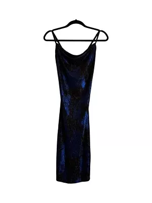 NWOT Express Blue & Gold Metallic Dress Size Small • $25