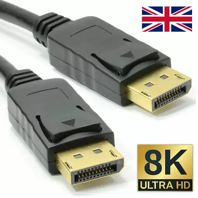 DisplayPort HQ Locking Digital TV Monitor PC Laptop Cable Cord Lead 1.8M • £4.99