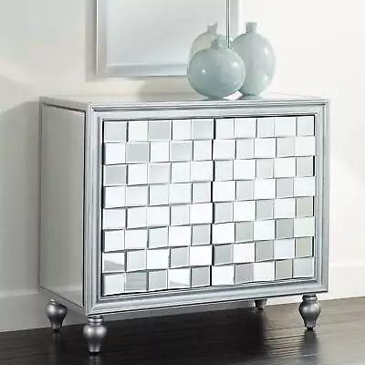 Briana 35  Wide 2-Door Silver Mirrored Accent Cabinet • $629.99