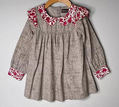 MUSTARD PIE Butterscotch Old English Dress Girls 5 Yrs Brown Red Holiday Fall • $30