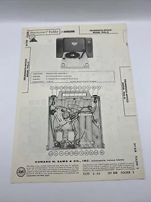 Vintage 1966 SAMS PHOTOFACT Manual Schematic Delmonico Nivico PHS-51 Phono Amp • $6.29