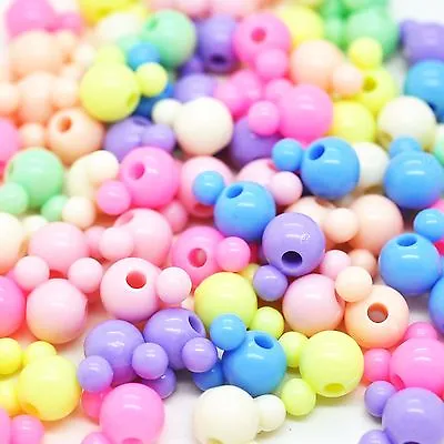 Mickey Mouse 16/8mm Pastel Pony Beads Plastic Arcylic Disney Craft Bubblegum • £3.39