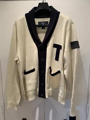 NWT $80 TFG Triple Fat Goose Mens Sz XL Cream Letterman Varsity Cardigan Sweater • $37