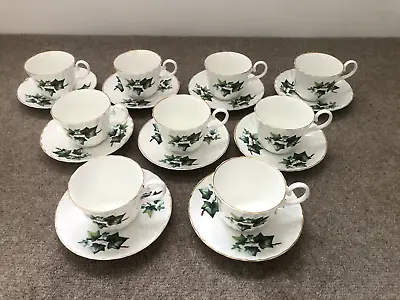 9x Vintage Colclough Bone China Ivy Leaf Cup & Suacer Sets • £24.99