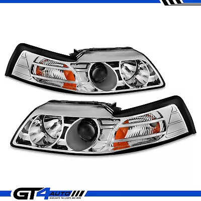 1999 2000 2001 2002 2003 2004 Ford Mustang Projector Chrome Headlights Headlamps • $90.36