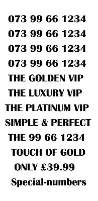 £39.99 • Buy Gold Luxury Vip Platinum Rare 9966 1234 Business Mobile Number - Luxury Gold