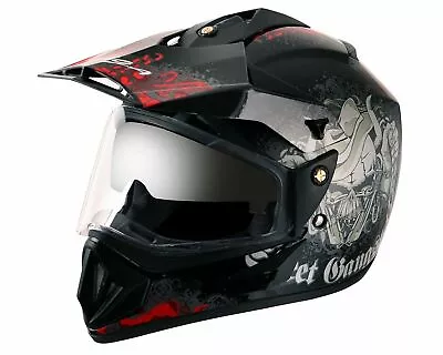 VEGA Off-Road “D/V GANGSTER” Black-Red Dual Visor Motorcycle Helmet... • $67.50