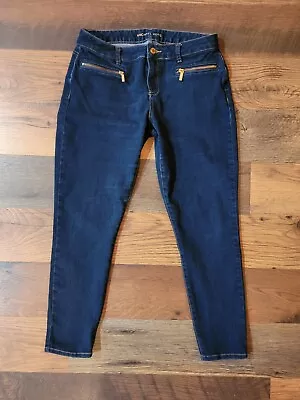 MICHAEL KORS Zipper Pockets Blue Stretch Skinny Straight Jeans Size 10 • $15.99