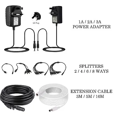 £2.70 • Buy DC Power Supply Extension Cable 5V 9V 12V For CCTV Camera DVR PSU Lead 3m 5m 10m