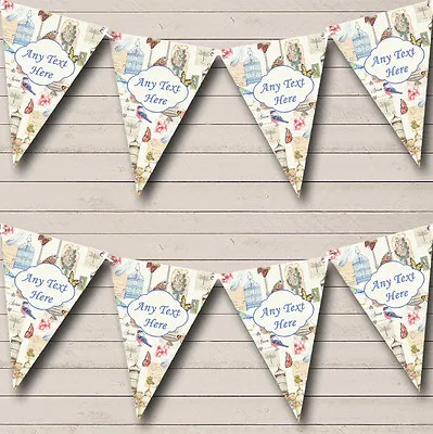 £4.99 • Buy Shabby Chic Bird Butterfly And Birdcage Birthday Party Bunting Banner