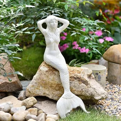 Sungmor Cast Iron Sitting Mermaid Statue 14.3 In Tall Large Sculpture Decoration • $65.99