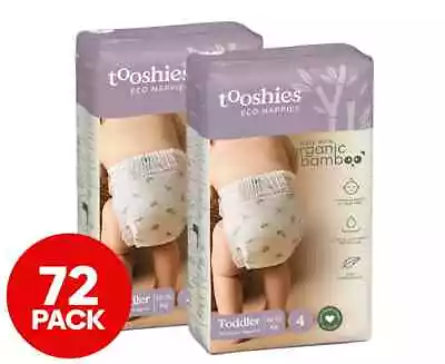 2 X 36pk Tooshies Size 4 Toddler 10-15kg Eco Organic Bamboo Nappies • $69.75