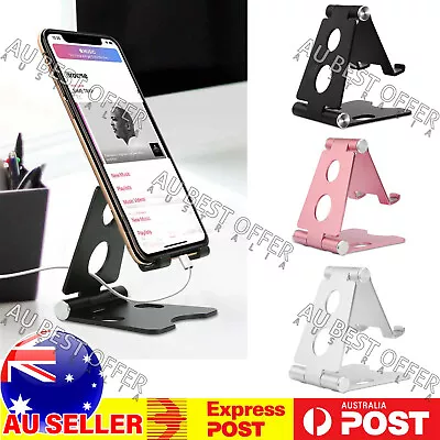 Universal Folding Aluminum Tablet Mount Holder Stand For IPad IPhone Samsung AUS • $8.95