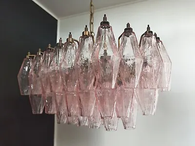 Elegant Murano Poliedri Chandelier - Carlo Scarpa - Pink Glasses • £900