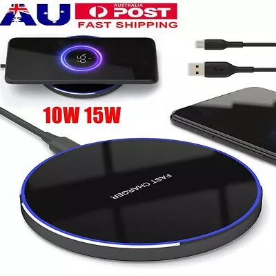 10W 15W Wireless Charger Pad For IPhone 14 13 12 Pro Max Samsung Android For Qi • $9.89