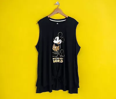 Authentic Disney Black Gold Animal Print Mickey Knot Front Tank Top Women’s 3X • $22
