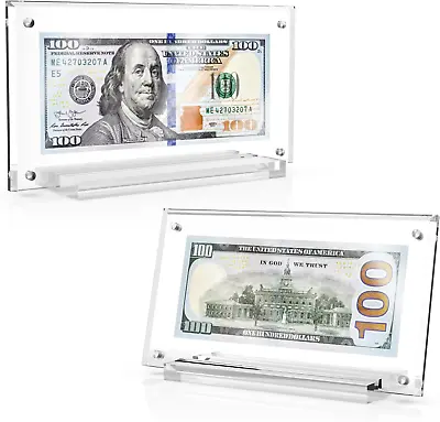 2PC Dollar Bill Frame Holder For Collectors Acrylic Display Case Currency Ticket • $21.16