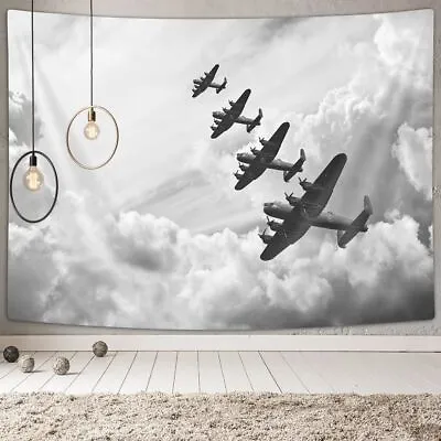WWII Airplane Tapestry Wall Art Fabric Extra Large Poster 230x180cm Background • £26.40