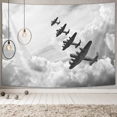 WWII Airplane Tapestry Wall Art Fabric Extra Large Poster 230x180cm Background • £26.40