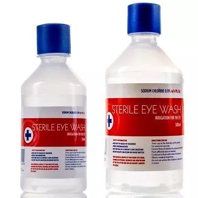 Sterile Saline EYE WASH SOLUTION 250ml/500ml Bottle First Aid Eyewash Irrigation • £7.16