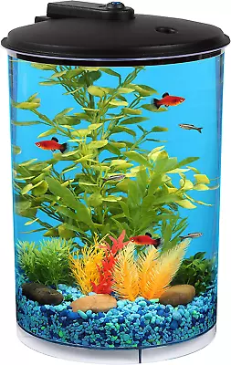 3-Gallon 360 Aquarium With LED Lighting (7 Color Choices) And Power Filter Idea • $55.99