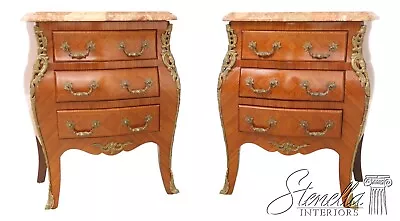 L54978EC: Pair French Louis XV Style Marble Top Commode Nightstands • $1595