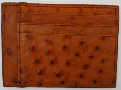 Brown Genuine Ostrich Leather Credit Card Holder • $49