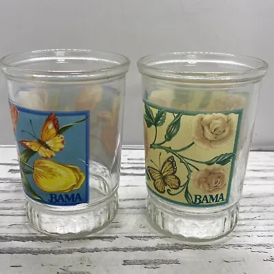 Set Of 2 Vintage Bama Jelly Jar Floral GLASSES • $21