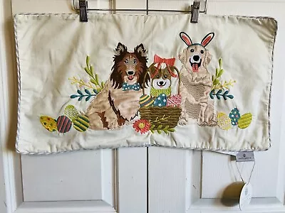 NWT Easter Pillow Cover Dogs 14×26  Golden Retriever Yorkie Collie Dogs Spring • $12