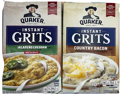 Quaker Instant Grits 1Bacon 9.8 Oz And Quaker Instant Grits Jalapeno Cheddar • £12.86