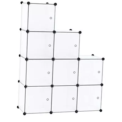  Cube Storage Organizer With Doors Shelves Closet 9-Cube Transparent White • $46.48