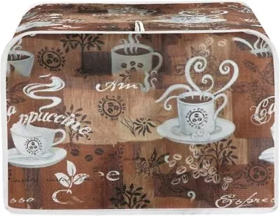 Toaster Cover Coffee Theme Print Toaster Bread Maker Cover 2 Slice Wide Slot Sma • $17.82