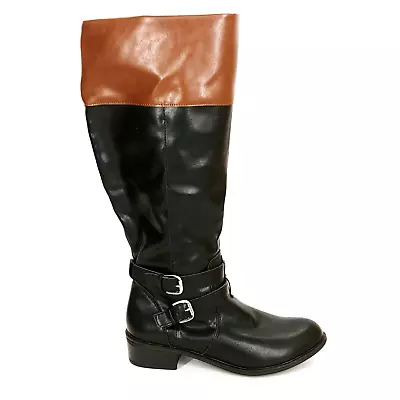 Arizona Jean Co Womens Two Tone Knee High Riding Boots Faux Leather Black 8M • $22.39