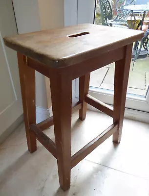 Vintage Mid Century Grab Hole Lab Stool From A School • £48
