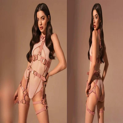 £20.39 • Buy Women Leather Body Chest Harness Halter Neck Bra Cage Dress Bondage Belts Choker