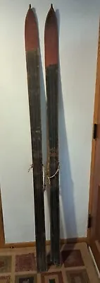 Vintage Antique Wood Snow Skis 71  (One Broken Piece) Handmade? • $85