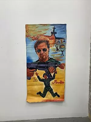 Ghana Movie Poster Painting Rambo Oil On Floursack By Death Is Wonder 60.5x30.5 • $375